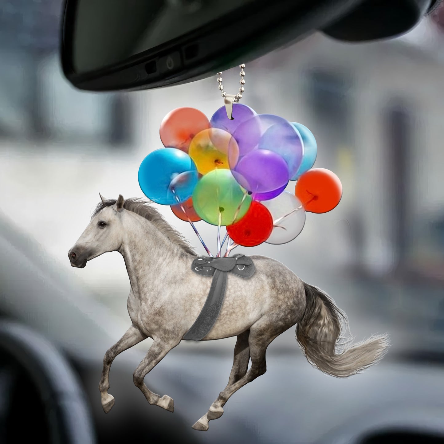 Gray Horse Bubbles Car Ornament