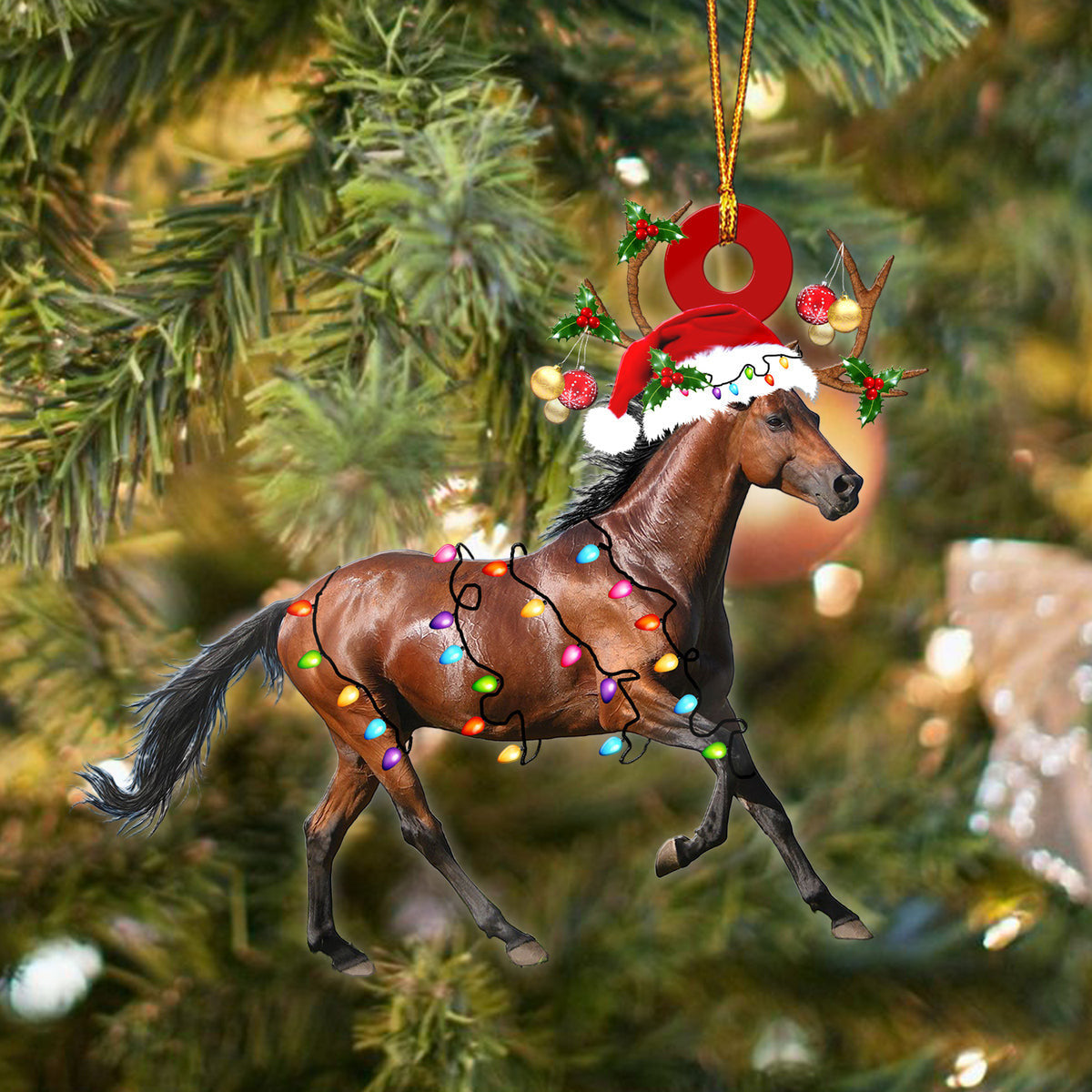 Brown Horse Christmas Funny Ornament Q131008