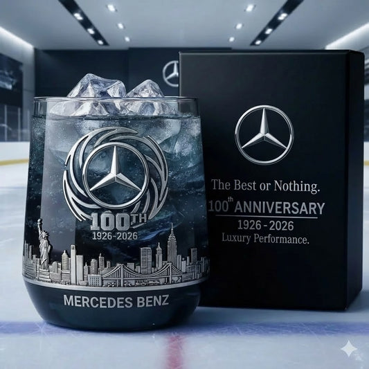 Personalized Merc 100 Years Anniversary Whisky , Merc Whiskey Glass, Holiday Gifts V3