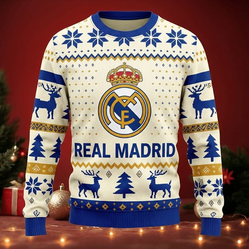 Real Deer Santa Christmas Sweater , Unisex Wool Sweater