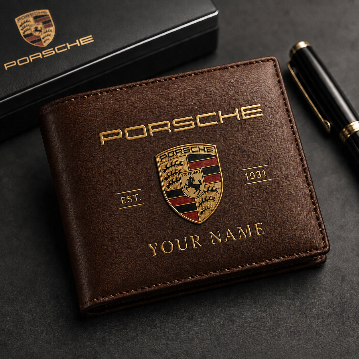 Personalized Pors 1931 Leather Wallet , Leather Gift , Father Day Gifts , Holiday Gift