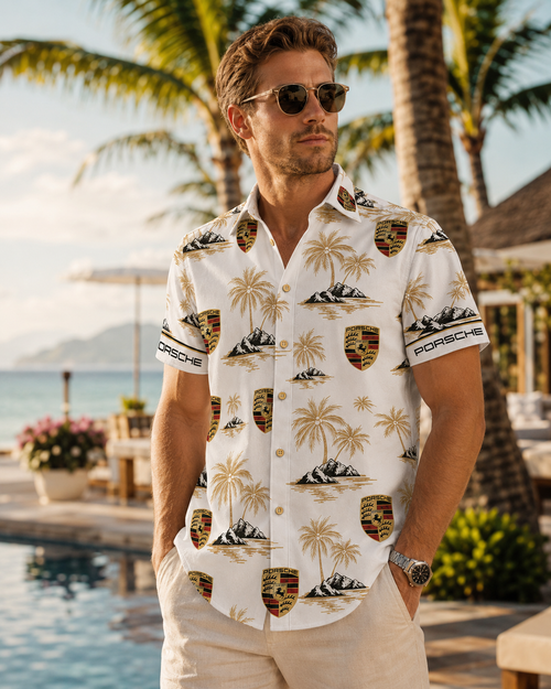 Pors Luxury Floral Hawaii Shirt Beach Short