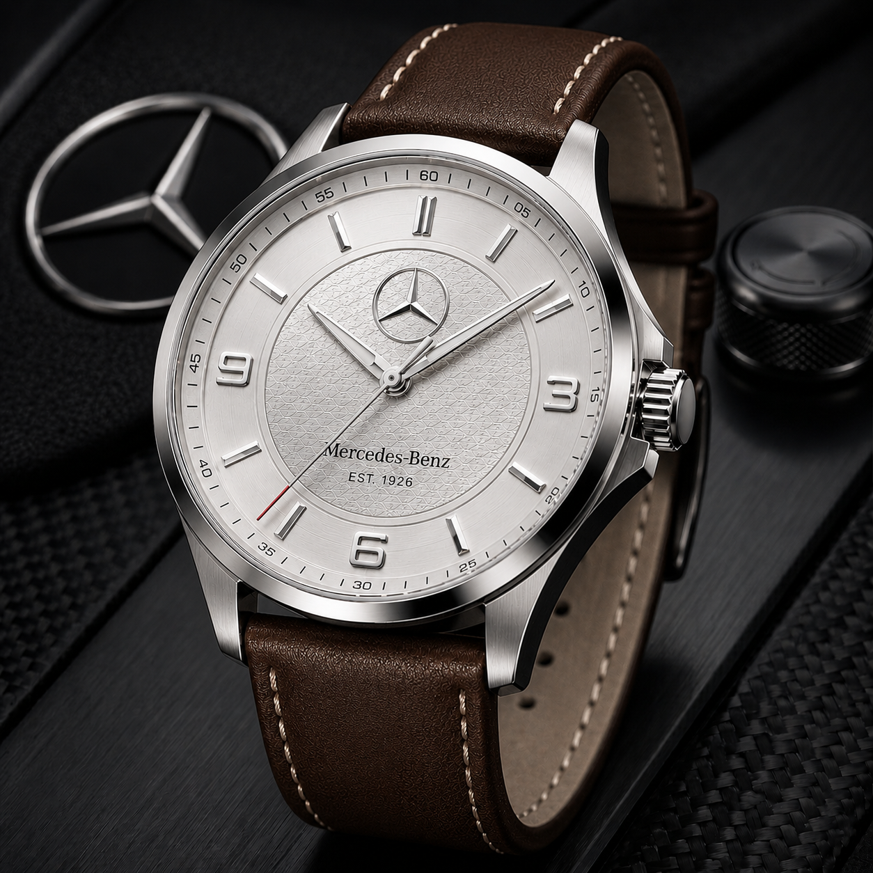 Personalized Merc Espresso Luxury Leather Strap Watch