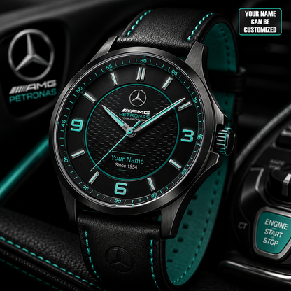 Personalized Merc Amg F1 Team Leather Strap Watch