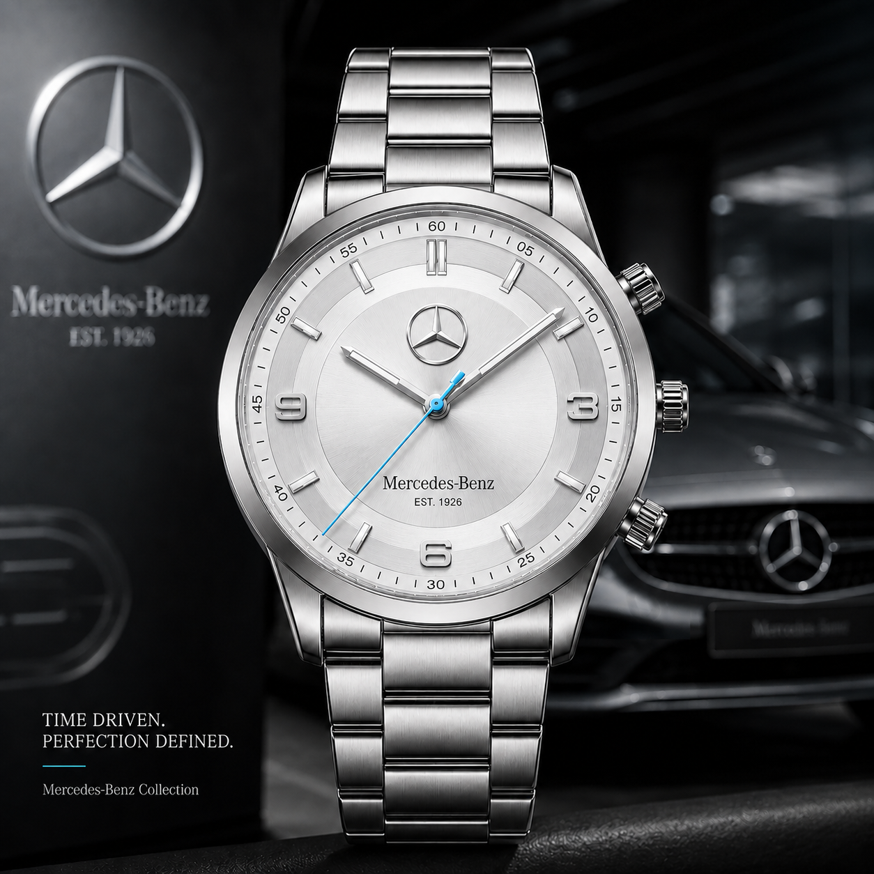 Merc Blue Diamond Alloy Quartz Watch
