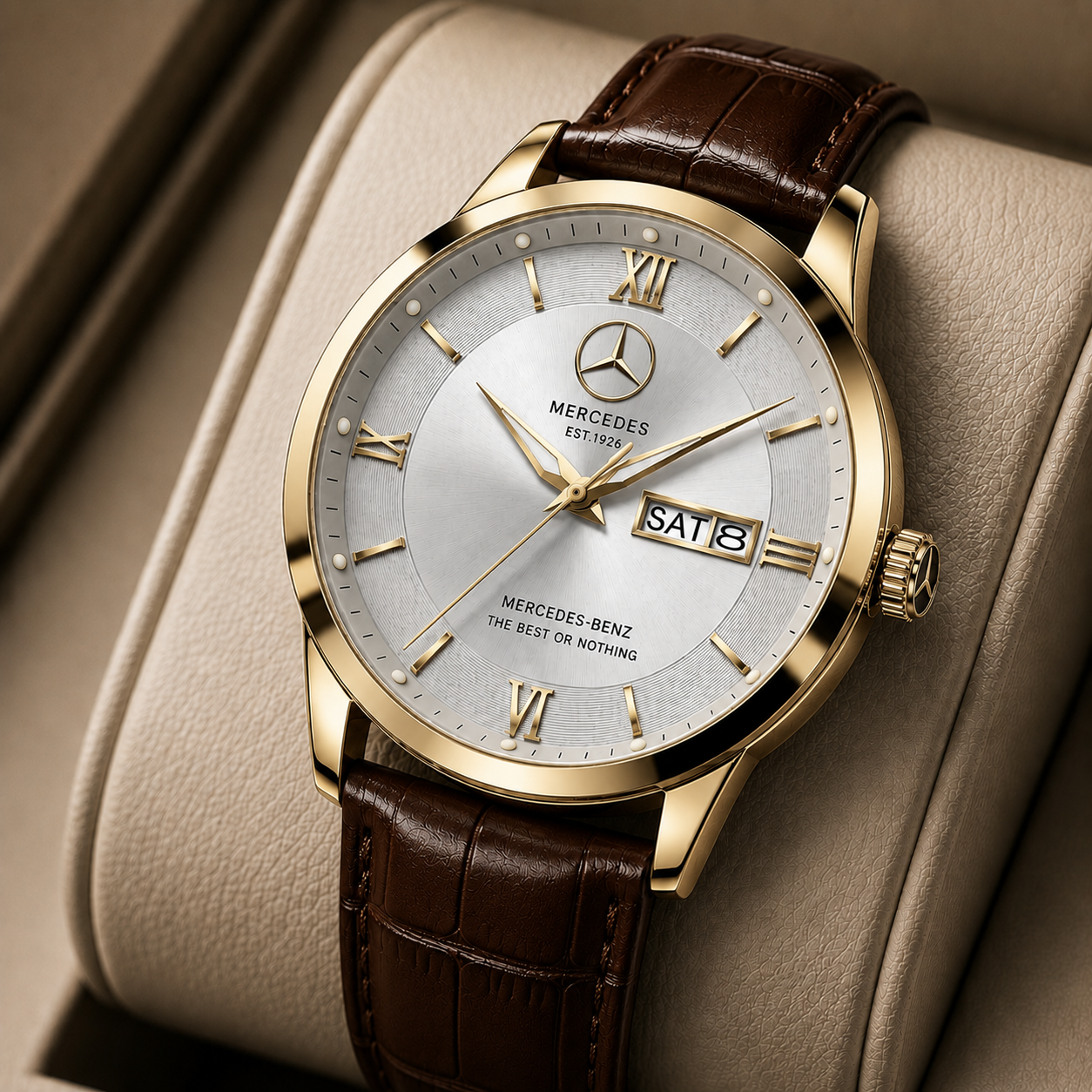 Personalized Merc Luxury Leather Strap Watch
