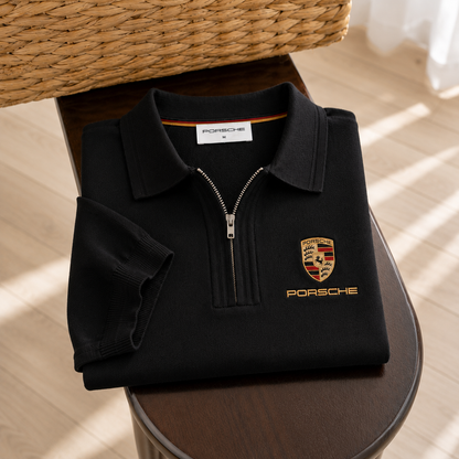 Personalized Porsche Linen Zipper Polo Shirt