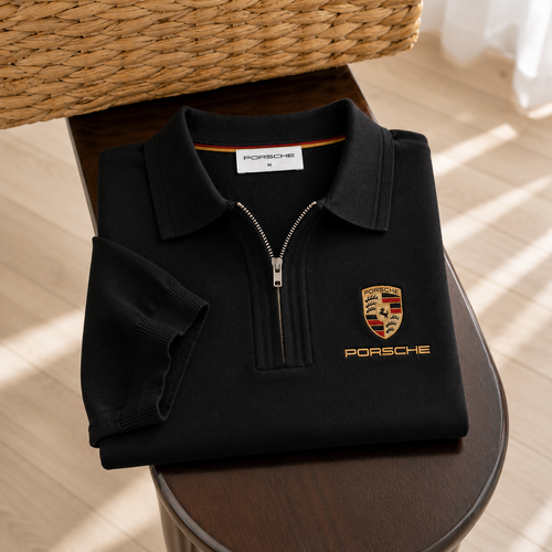 Personalized Porsche Linen Zipper Polo Shirt