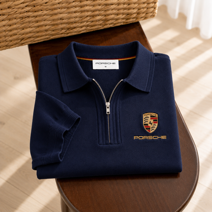 Personalized Porsche Linen Zipper Polo Shirt