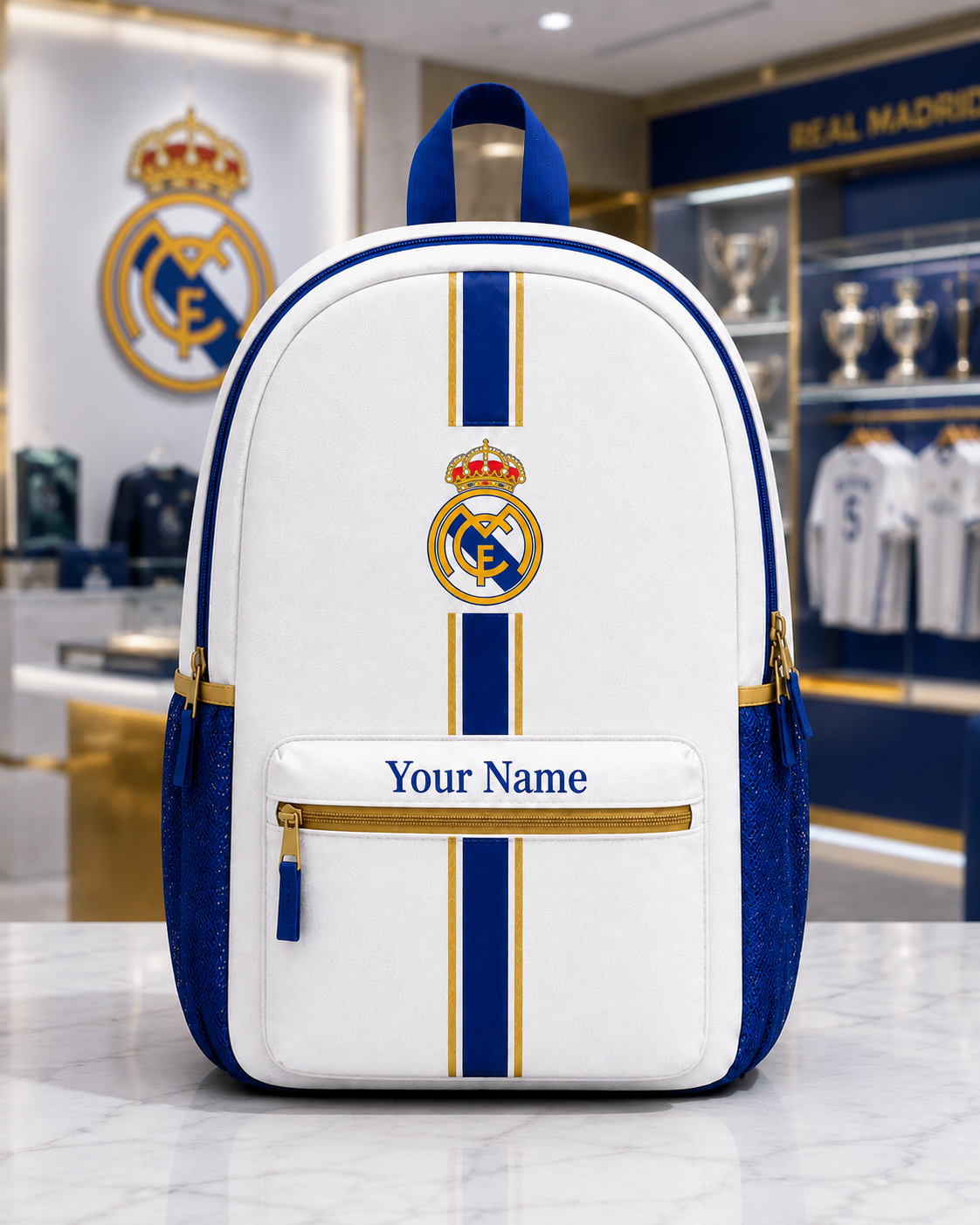 Real FC 2026 Sport Backpack with Custom Name – Gift for Real Madrid Fans