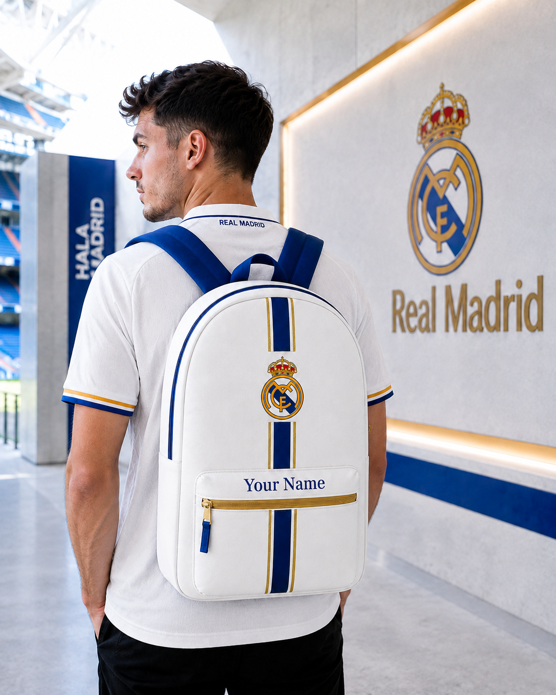 Real FC 2026 Sport Backpack with Custom Name – Gift for Real Madrid Fans
