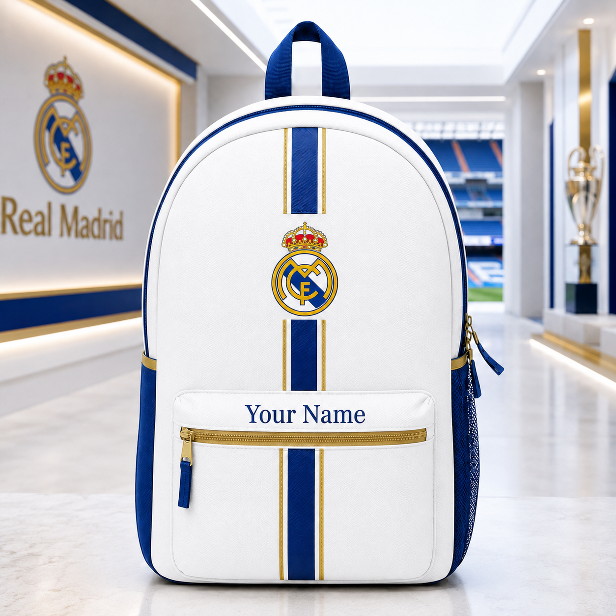 Real FC 2026 Sport Backpack with Custom Name – Gift for Real Madrid Fans