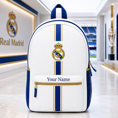 Real FC 2026 Sport Backpack with Custom Name – Gift for Real Madrid Fans