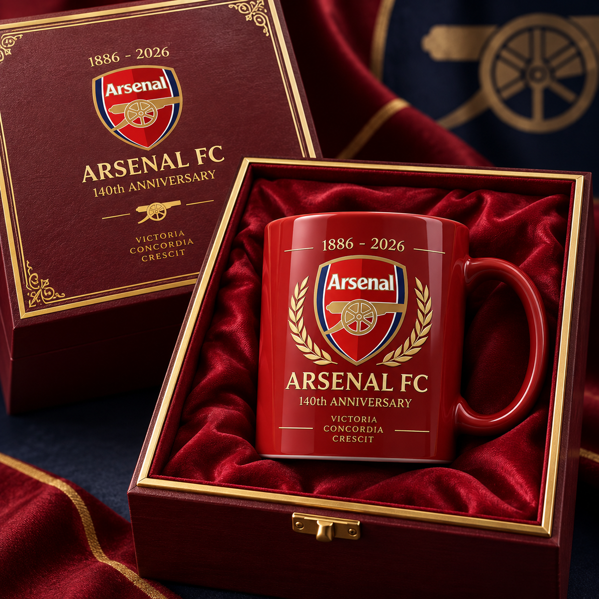 Arsenal 140th Anniversary Accent Mug, Cream Ceramic Mug, Football Fan Gift, Holiday Gift