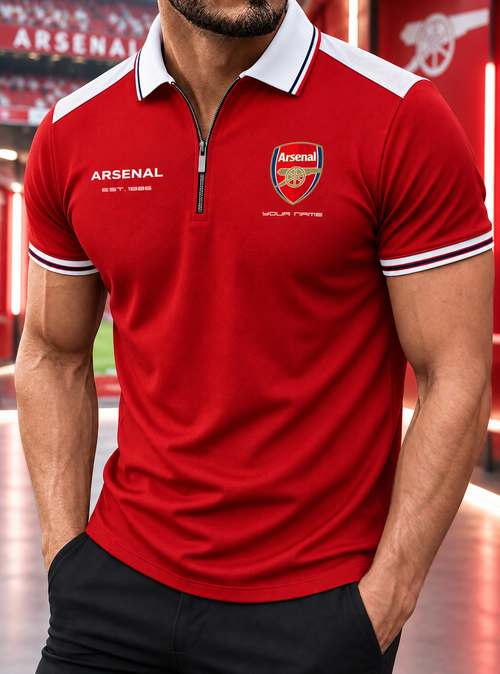 Personalized Arsenal FC Division Zipper Polo ,T-shirt, Hoodie , Short , Polo , hawaii