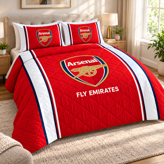 Arsenal FC Emboidery Pattern Quilt Bedding Set