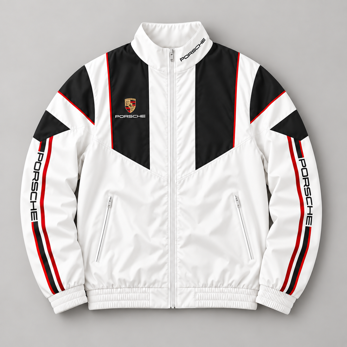 Pors Fashion Zipper Stand Collar Jacket & Sweatpants Set