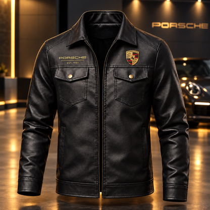 Pors Heritage Vintage Collar Leather Jacket New Style