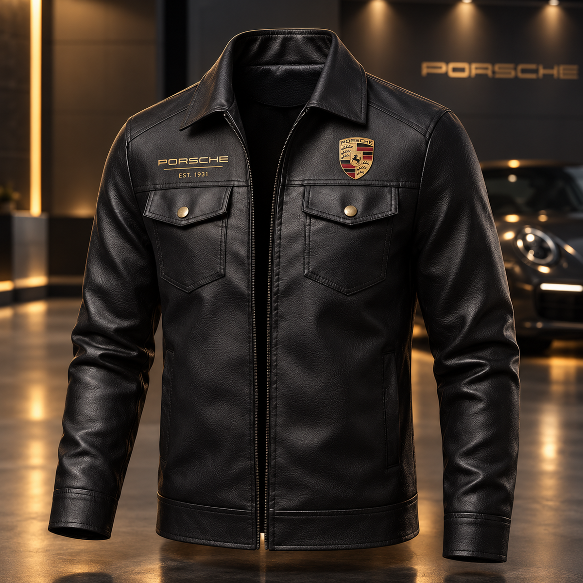 Pors Heritage Vintage Collar Leather Jacket New Style
