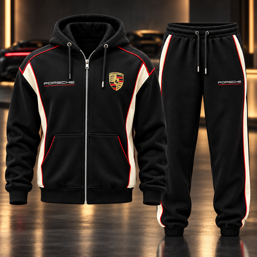 Pors Vertical Line Hoodie and Sweatpants set
