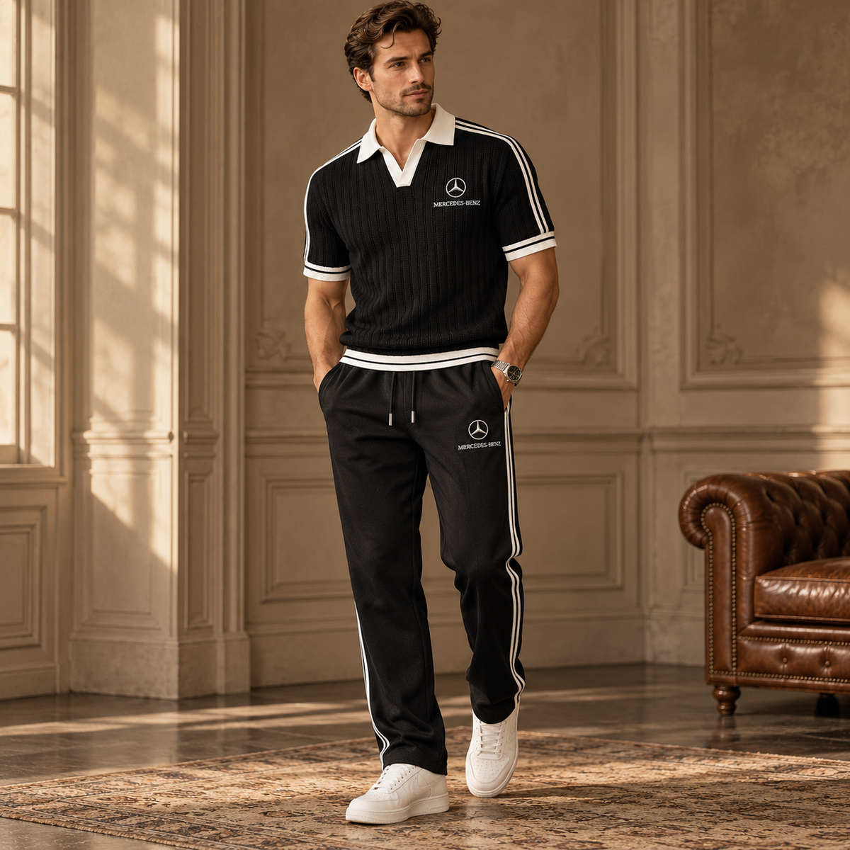 Merc Cosmo All Over Printed Zip-Polo and Sweatpants Set