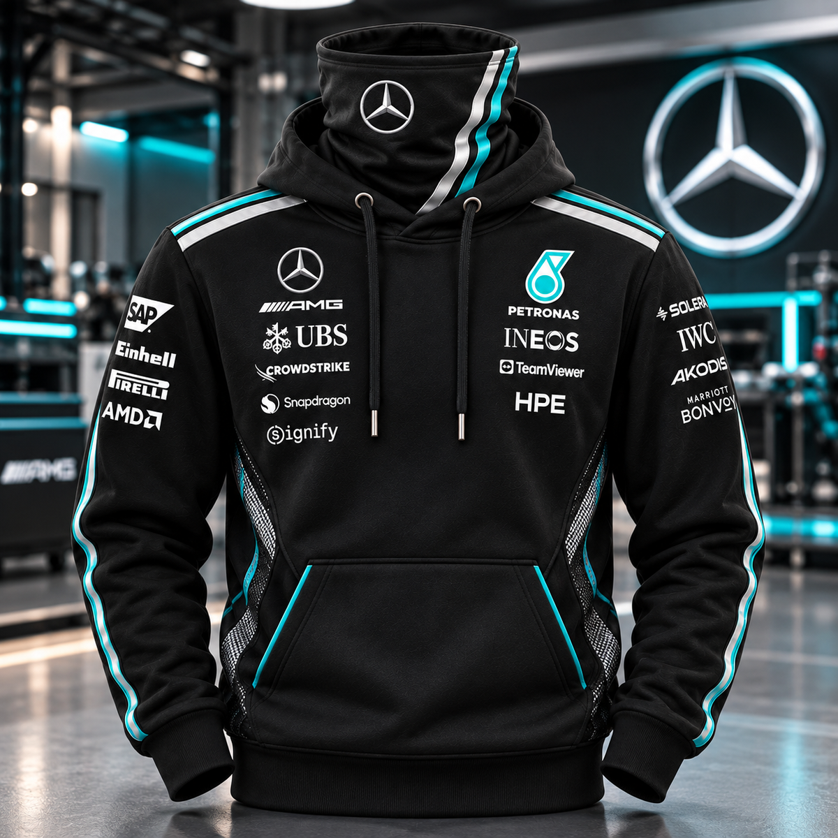 Personalized Merc AMG Petronas Masked Hoodie