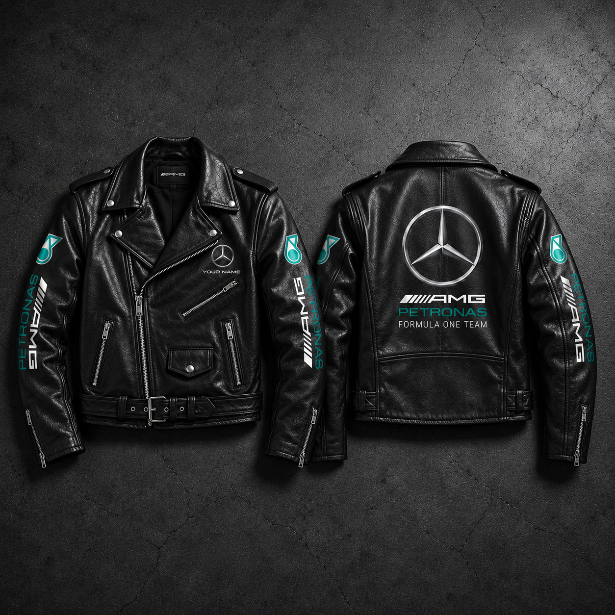 Merc AMG Petronas Zipper Vintage Leather Jacket P230505