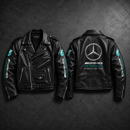 Merc AMG Petronas Zipper Vintage Leather Jacket P230505