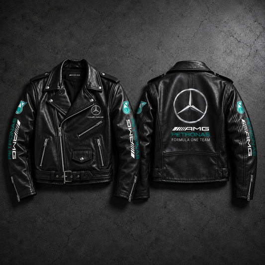 Merc AMG Petronas Zipper Vintage Leather Jacket P230505
