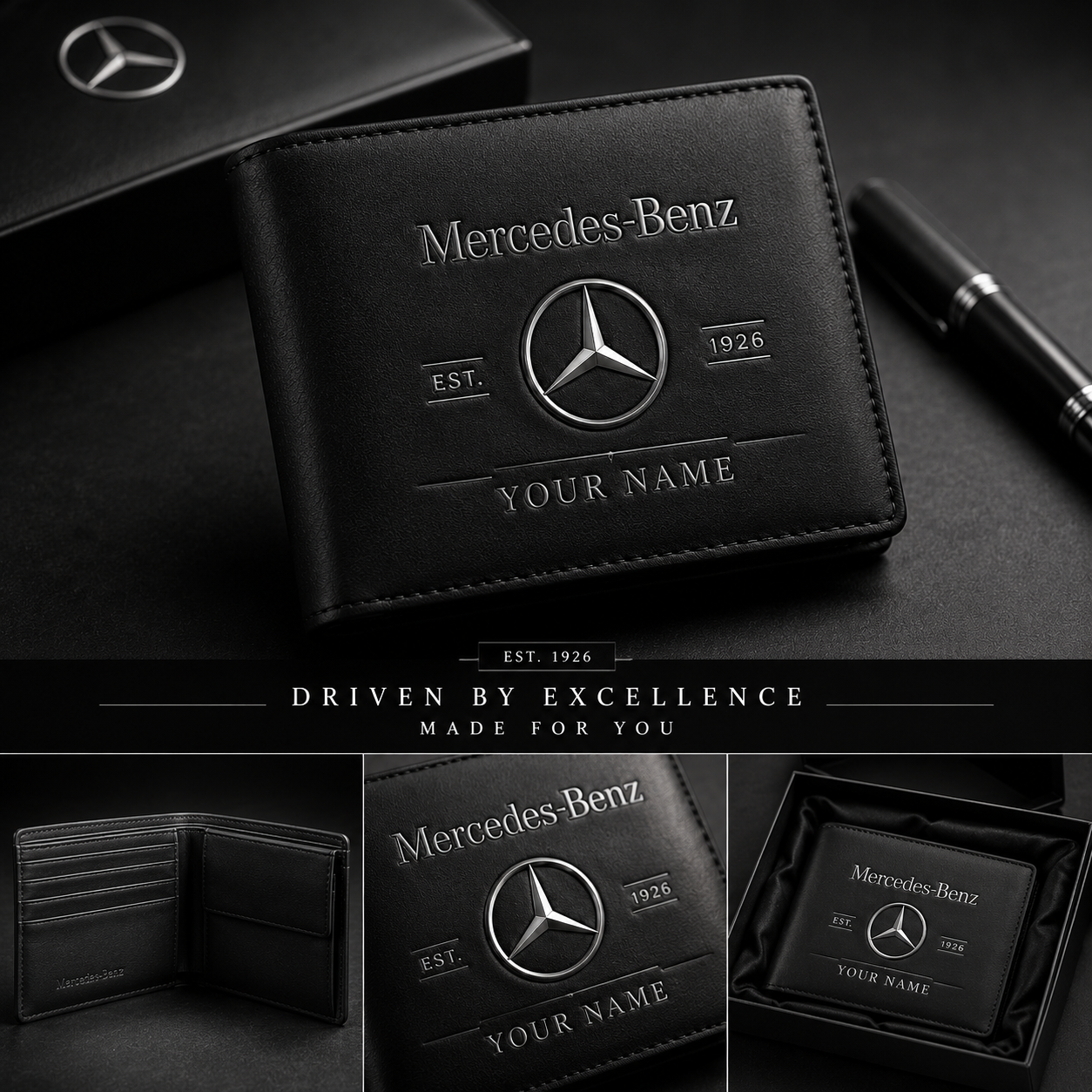 Personalized Merc 1926 Leather Wallet , Leather Gift , Father Day Gifts , Holiday Gift