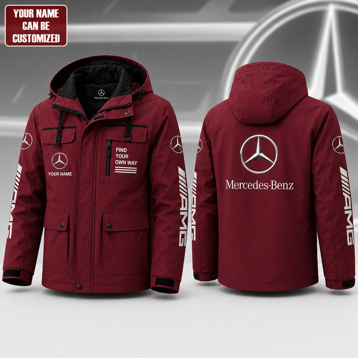 Personalized Merc Amg Style Windbreaker Hooded Jacket