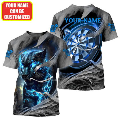 Dartboard Blue Panther Personalized Name 3D Shirt For Darts Player S070701