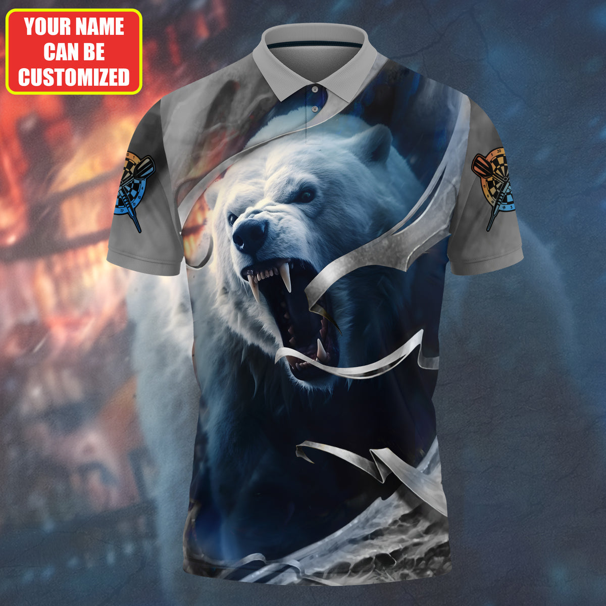 Dartboard Polar Bear Personalized Name 3D Shirt For Darts Player S130705