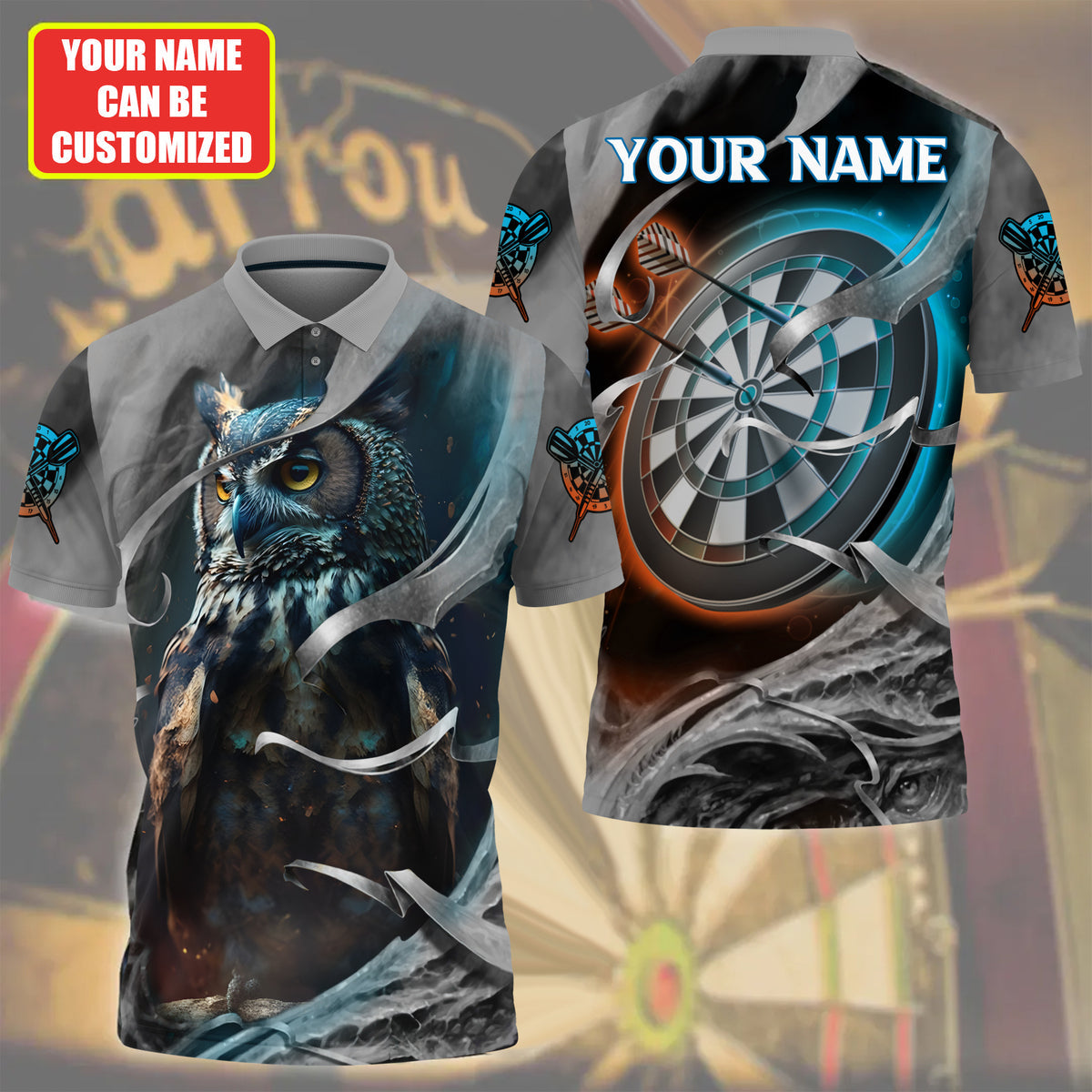 Dartboard Night Owl Personalized Name 3D Shirt For Darts Player S130701