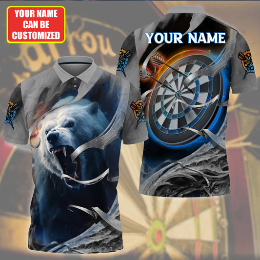 Dartboard Polar Bear Personalized Name 3D Shirt For Darts Player S130705