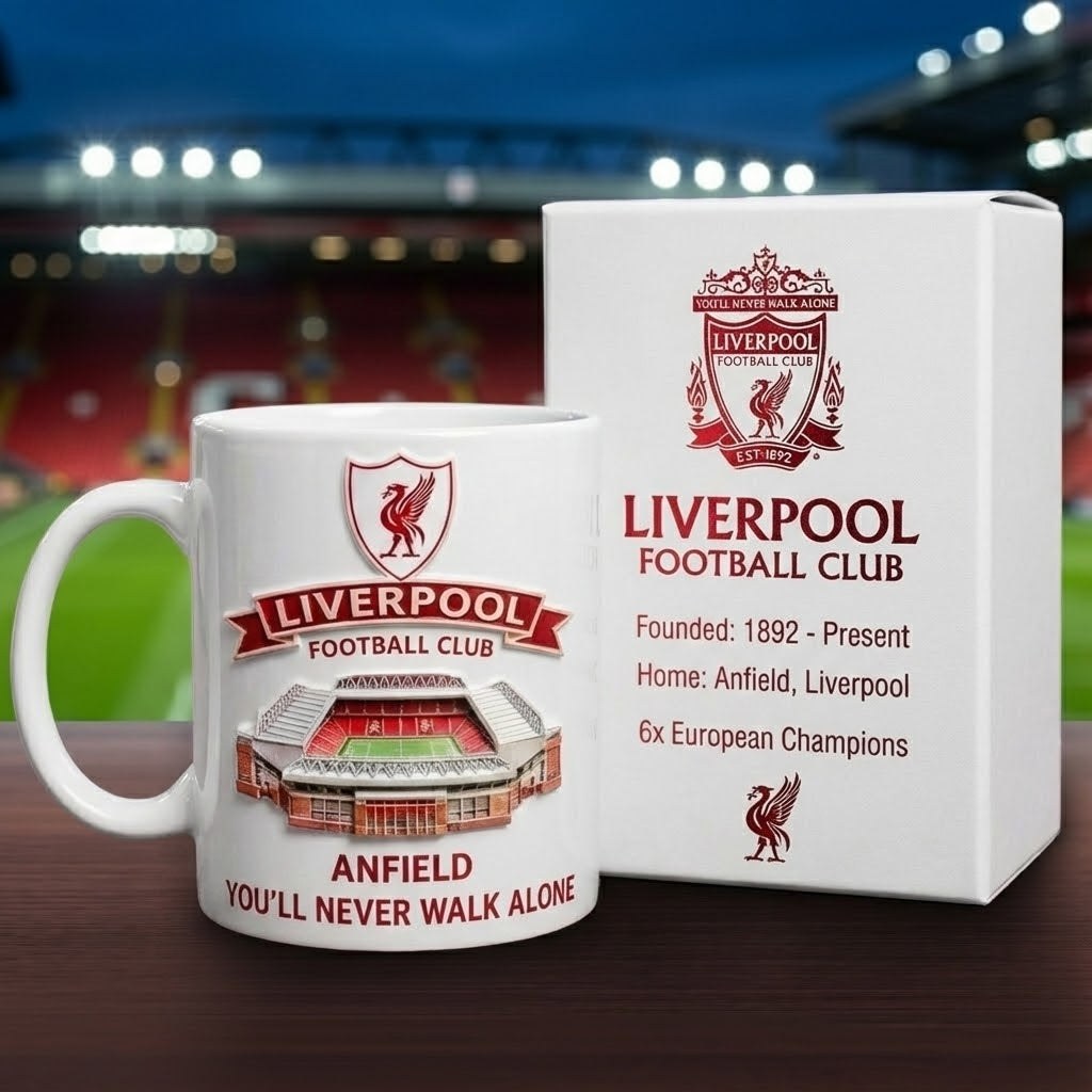 LVP FC Stadium Anfied Accent Mug , Cream Mug Gifts , Holiday Gifts