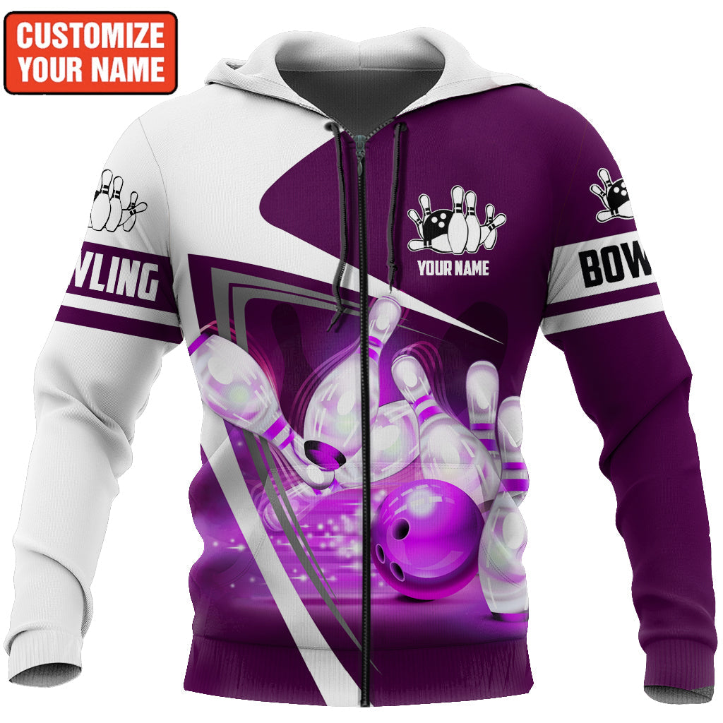 Personalized Name Bowling Purple Version All Over Printed Unisex Shirt Q220301