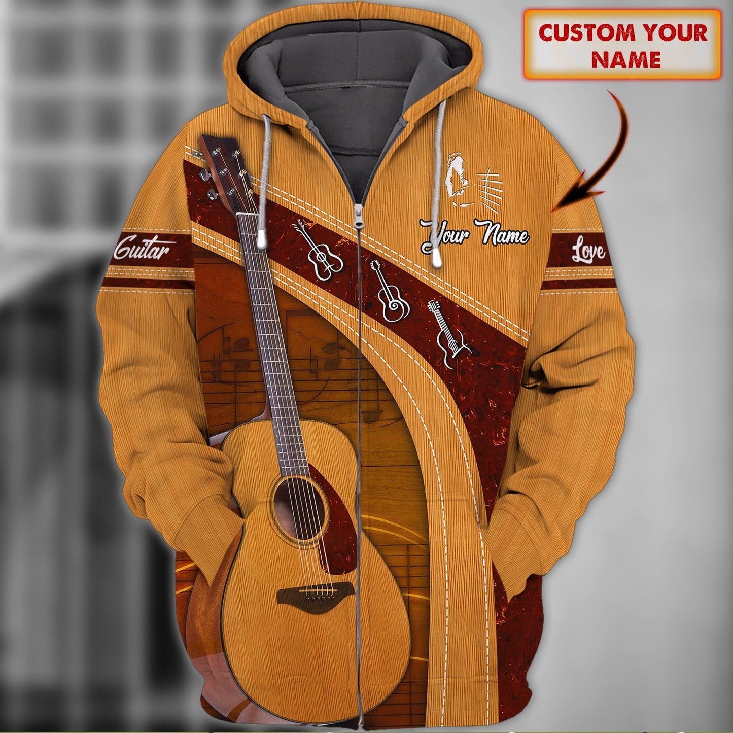Personalized Name Guitar , Acoustic guitar 3D All Over Printed Unisex Shirts