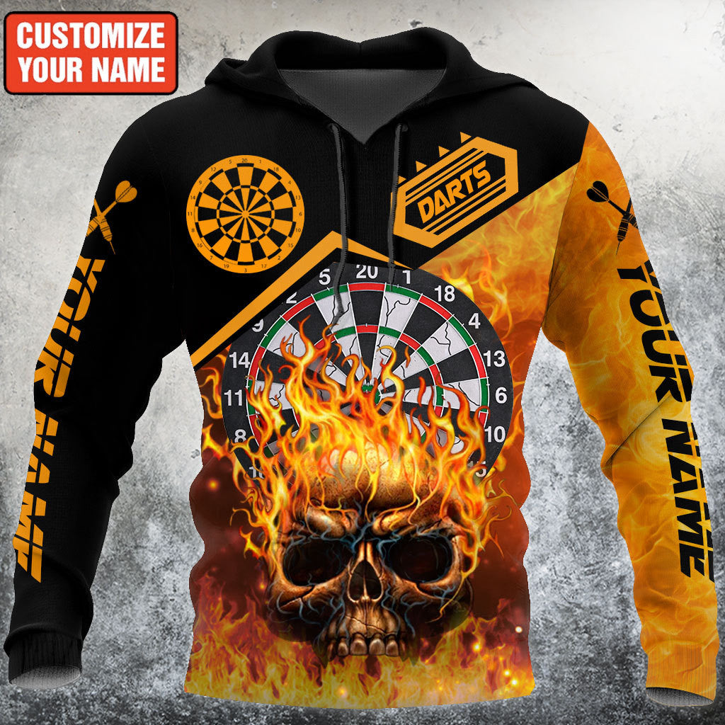 Personalized Name Darts Fire All Over Printed Unisex Shirt