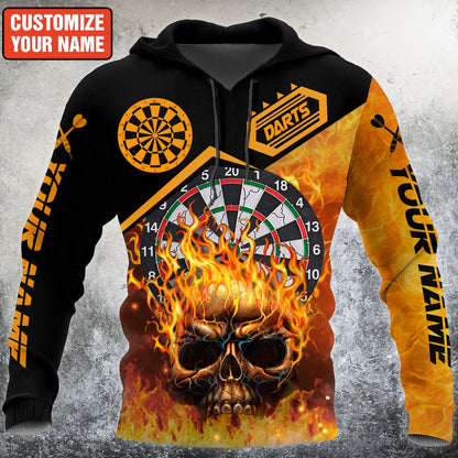 Personalized Name Darts Fire All Over Printed Unisex Shirt