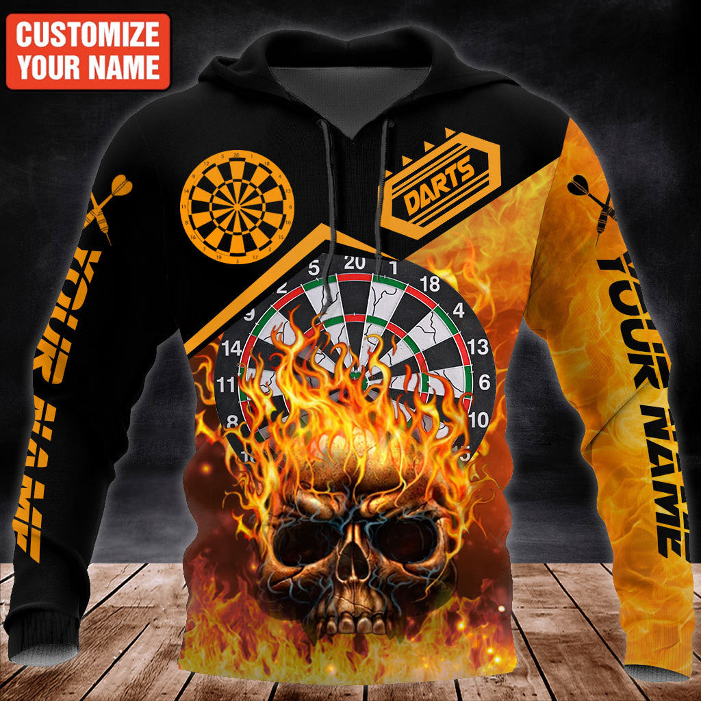 Personalized Name Darts Fire All Over Printed Unisex Shirt