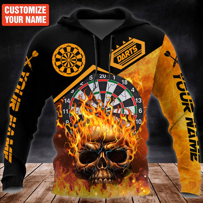 Personalized Name Darts Fire All Over Printed Unisex Shirt