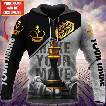 Personalized Name King Chess Make Your Move All Over Printed Unisex Shirt