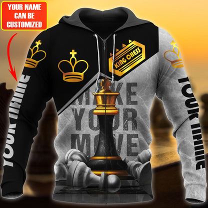 Personalized Name King Chess Make Your Move All Over Printed Unisex Shirt