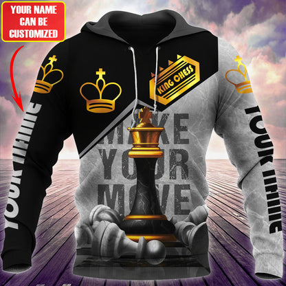 Personalized Name King Chess Make Your Move All Over Printed Unisex Shirt