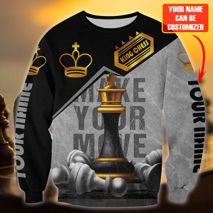 Personalized Name King Chess Make Your Move All Over Printed Unisex Shirt