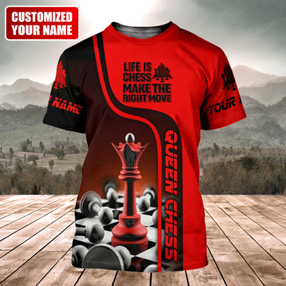 Personalized Name Queen Chess Make Your Move All Over Printed Unisex Shirt