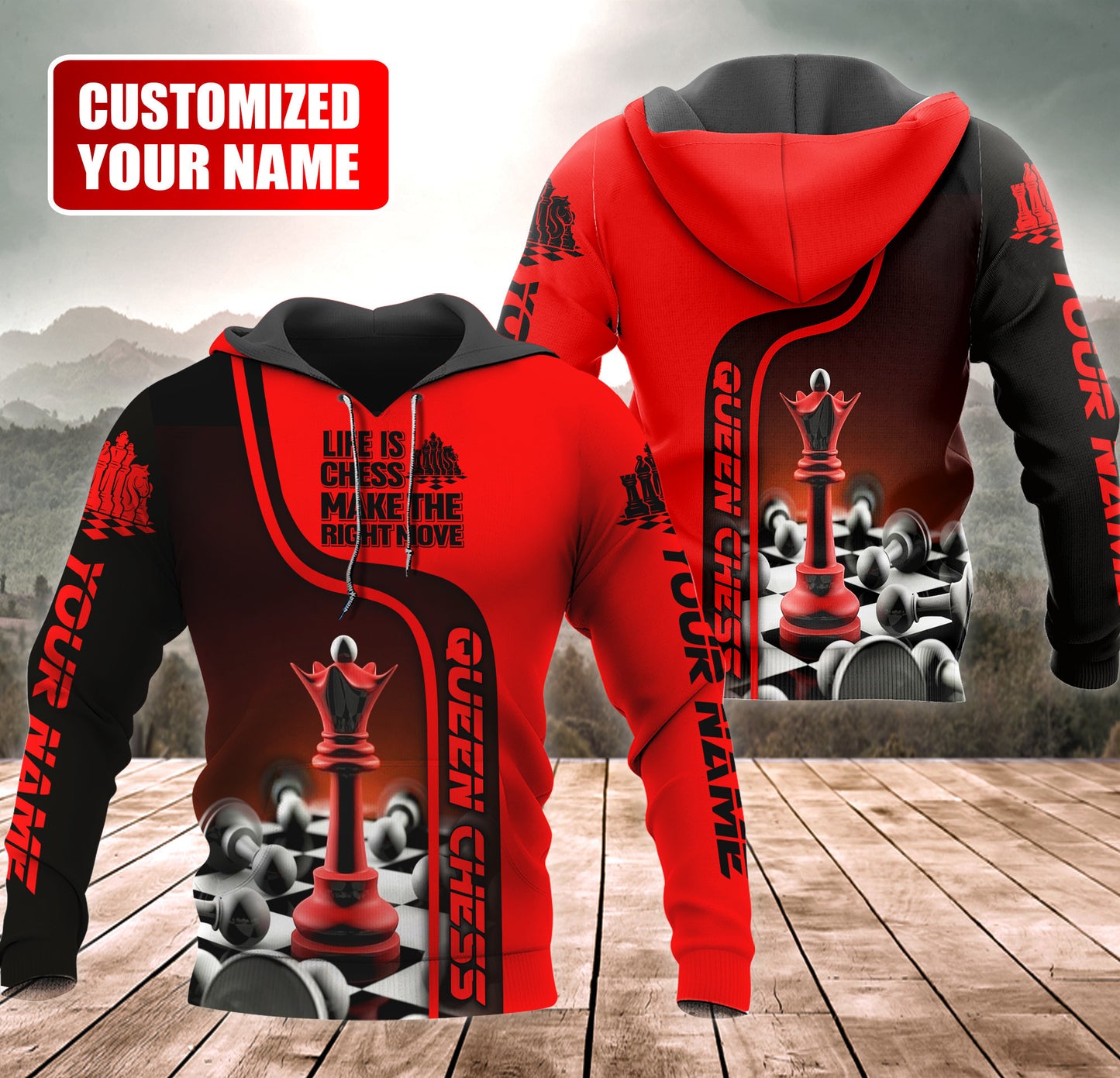 Personalized Name Queen Chess Make Your Move All Over Printed Unisex Shirt