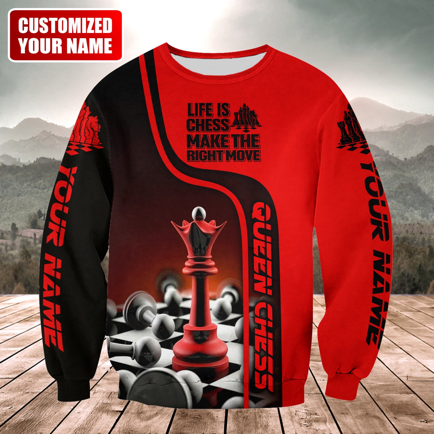 Personalized Name Queen Chess Make Your Move All Over Printed Unisex Shirt