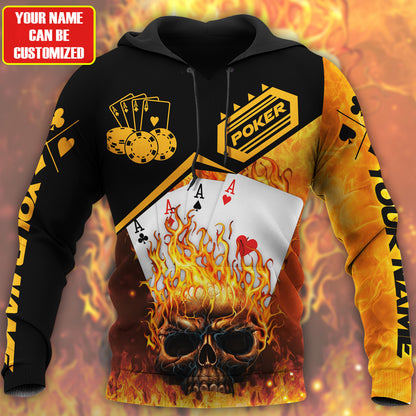Personalized Name Poker Skull All Over Printed Unisex Shirt